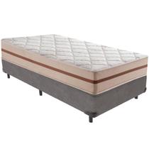 Cama Box Cinza e Colchão Classic 26 cm Molas ensacadas Solteiro Anjos Cama Box Cinza e Colchão Classic 26 cm Molas ensacadas Solteiro Anjos