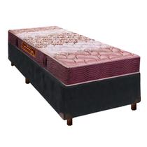 Cama + Box Cinza e Colchão D26 Solteiro