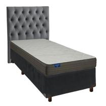 Cama + Box Cinza e Colchão D33 Solteiro - Orthotech Inducol + Cabeceira