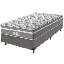 Cama Box Cinza e Colchão Evolution Molas Ensacadas Solteiro Probel