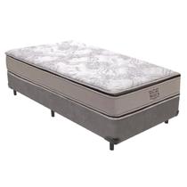 Cama Box Cinza e Colchão Four Season Molas Ensacadas Solteirão V-Store 96x188x30