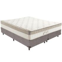 Cama Box Cinza e Colchão King Best Molas Ensacadas King 193x203X33 Anjos