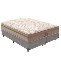 Cama Box Cinza e Colchão Los Angeles Molas Ensacadas King V-Store 193x203x28 Cama Box Cinza e Colchão Los Angeles Molas Ensacadas King V-Store 193x203x28