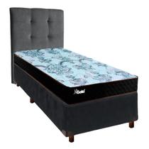 Cama + Box Cinza e Colchão Molas Ensacadas Solteiro - Life Gold Paropas + Cabeceira Cama + Box Cinza e Colchão Molas Ensacadas Solteiro - Life Gold Paropas + Cabeceira