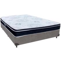 Cama Box Cinza e Colchão Orthosono D33 Com Euro Pillow Casal Anjos