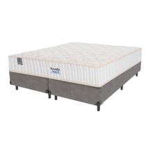 Cama Box Cinza e Colchão Queen Miami Molas Ensacadas Euro Pillow Sealy