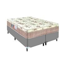 Cama Box Cinza Queen Colchão Nápoles Espuma D33 Portobel