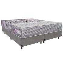 Cama Box Coala Casal Bip. Cinza Suede Toraflex 52x138x188