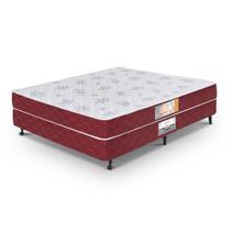 Cama box + Colchão Casal Castor Espuma D20 Sleep Max 58 cm Vinho 138