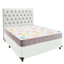 Cama Box + Colchão Casal D20 D20 Inducol + Cabeceira Estofada