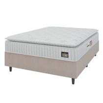 Cama Box Colchão Casal Espuma D33 Vangogh Pillow Top 138x188x67cm Branco / Bege Hellen - Suporta até 120kg por Pessoa
