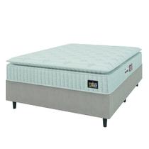 Cama Box Colchão Casal Espuma D33 Vangogh Pillow Top 138x188x67cm Branco / Bege Hellen - Suporta até 120kg por Pessoa