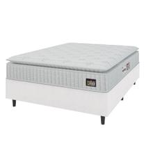 Cama Box Colchão Casal Espuma D33 Vangogh Pillow Top 138x188x67cm Linho Branco Hellen Branco Cama Box Colchão Casal Espuma D33 Vangogh Pillow Top 138x188x67cm Linho Branco Hellen Branco