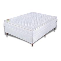 Cama box colchão casal espuma d45 royal saúde orthocrin pillow top branco + box branco 138x188x61 alto suporte de peso firme tecido antiácaro