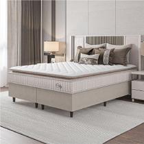 Cama Box Colchão Casal King Molas Ensacadas City Pillow Top 193x203x61cm Bege Branco Hellen Cama Box Colchão Casal King Molas Ensacadas City Pillow Top 193x203x61cm Bege Branco Hellen