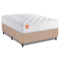 Cama Box Colchão Casal King Molas Ensacadas Real 193x203x65cm Branco / Bege Inducol - Suporta até 130kg por Pessoa