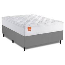 Cama Box Colchão Casal King Molas Ensacadas Real 193x203x65cm Branco / Cinza Inducol - Suporta até 130kg por Pessoa