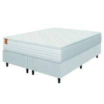 Cama Box Colchão Casal King Molas Ensacadas Real 193x203x65cm Linho Branco Inducol - Suporta até 130kg por Pessoa