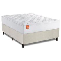 Cama Box Colchão Casal King Molas Ensacadas Real 193x203x65cm Linho Branco Inducol - Suporta até 130kg por Pessoa