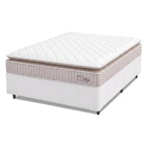 Cama Box Colchão Casal Molas Ensacadas City Pillow Top 138x188x61cm Linho Branco / Bege Hellen Cama Box Colchão Casal Molas Ensacadas City Pillow Top 138x188x61cm Linho Branco / Bege Hellen