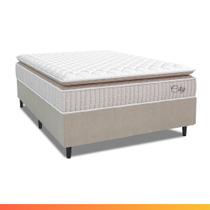 Cama Box Colchão Casal Molas Ensacadas City Pillow Top 138x61cm Branco/Bege Hellen