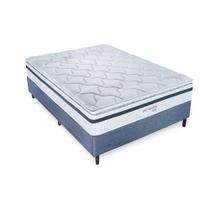 Cama Box Colchão Casal Molas Ensacadas Orthocrin Real Branco Pillow Top + Box Baixo Tecido Jacquard Chumbo 138x188x60 Alto Suporte Durabilidade