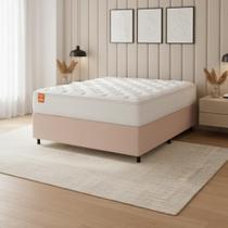 Cama Box Colchão Casal Molas Ensacadas Real 138x188x65cm Branco / Bege Inducol - Suporta até 130kg por Pessoa Cama Box Colchão Casal Molas Ensacadas Real 138x188x65cm Branco / Bege Inducol - Suporta até 130kg por Pessoa
