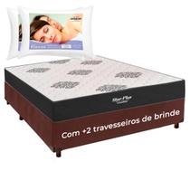 Cama Box + Colchão Casal Molas Ensacadas Star Plus + 2 Travesseiros Ortobom