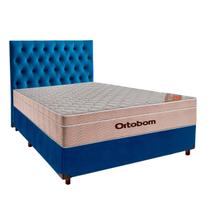 Cama Box + Colchão Casal Ortobom Molas Ensacadas Airtech + Cabeceira Estofada