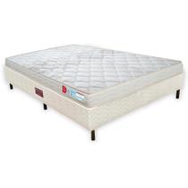 Cama box colchão casal ortopédico espuma d33 orthocrin cristal d33 + box fit bege 138x188x53 tecido antiácaro dupla face conforto firme