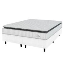 Cama Box Colchão Casal Queen Molas Ensacadas City Pillow Top 158x198x61cm Linho Branco / Preto Hellen Branco/pre Cama Box Colchão Casal Queen Molas Ensacadas City Pillow Top 158x198x61cm Linho Branco / Preto Hellen Branco/pre