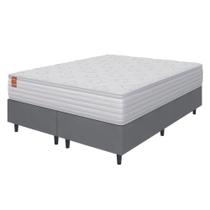 Cama Box Colchão Casal Queen Molas Ensacadas Real 158x198x65cm Branco / Cinza Inducol Branco Cama Box Colchão Casal Queen Molas Ensacadas Real 158x198x65cm Branco / Cinza Inducol Branco