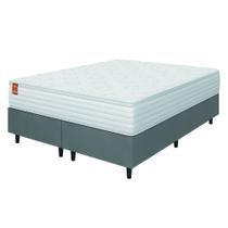 Cama Box Colchão Casal Queen Molas Ensacadas Real 158x198x65cm Branco / Cinza Inducol - Suporta até 130kg por Pessoa - CELUPLAS