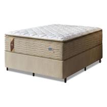 Cama Box Colchão Casal Queen Molas Guarda Costas Max Pillow Top 158x198x78cm Bege / Branco Probel - Suporta até 180kg por Pessoa