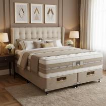 Cama Box + Colchão King Size Castor Mola Pocket Silver Star AIR com Box SI Double Face 193x203x74cm Cama Box + Colchão King Size Castor Mola Pocket Silver Star AIR com Box SI Double Face 193x203x74cm