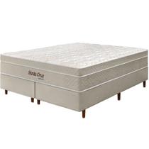 Cama Box + Colchão King Size Santa Cruz Bege Molas Ensacadas Euro Pillow 193x203x72cm