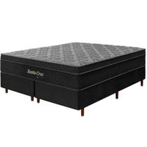 Cama Box + Colchão King Size Santa Cruz Preto Molas Ensacadas Euro Pillow 193x203x72cm Cama Box + Colchão King Size Santa Cruz Preto Molas Ensacadas Euro Pillow 193x203x72cm