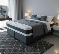 Cama Box + Colchão Netsono King Five Star Air Double Face Pocket 180x200x61cm