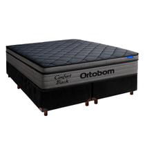 Cama Box + Colchão Queen Confort Black Espuma Ortobom Cor: Preto Cama Box + Colchão Queen Confort Black Espuma Ortobom Cor: Preto