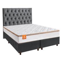 Cama Box + Colchão Queen Molas Ensacadas Isis Real Inducol + Cabeceira Estofada Cama Box + Colchão Queen Molas Ensacadas Isis Real Inducol + Cabeceira Estofada