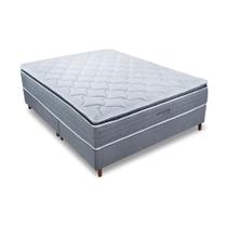 Cama Box Colchão Queen Molas Ensacadas Orthocrin Real White Pillow Top + Box Baixo Bipartido Chumbo 158x198x60 Alto Suporte
