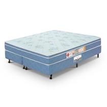 Cama box + colchão Queen Size Castor Espuma D45 Sleep Max 25cm Azul