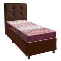 Cama Box + Colchão Solteiro D26 Ortophedic Sankonfort + Cabeceira Estofada