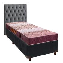 Cama Box + Colchão Solteiro D26 Ortophedic Sankonfort + Cabeceira Estofada Cama Box + Colchão Solteiro D26 Ortophedic Sankonfort + Cabeceira Estofada
