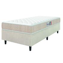 Cama Box Colchão Solteiro Espuma D33 New Millenium 88x188x57cm Branco / Bege Hellen - Suporta até 120kg por Pessoa