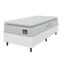 Cama Box Colchão Solteiro Espuma D45 Lazio Pillow Top 88x188x67cm Linho Branco Hellen - Suporta até 120kg por Pessoa