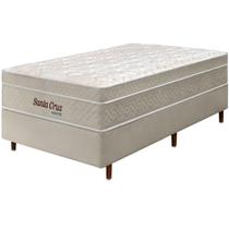 Cama Box + Colchão Solteiro King Santa Cruz Bege Molas Ensacadas Euro Pillow 96x203x72cm