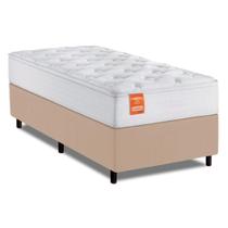 Cama Box Colchão Solteiro Molas Ensacadas Real 88x188x65cm Branco / Bege Inducol - Suporta até 130kg por Pessoa