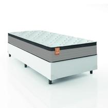 Cama Box Colchão Solteiro Molas Ensacadas Real 88x188x65cm Linho Branco / Preto Inducol - Suporta até 130kg por Pessoa Cama Box Colchão Solteiro Molas Ensacadas Real 88x188x65cm Linho Branco / Preto Inducol - Suporta até 130kg por Pessoa