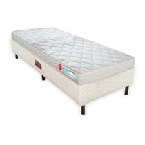 Cama box colchão solteiro ortopédico espuma certificada d33 orthocrin cristal + box fit bege 88x188x53 alto suporte conforto firme tecido antiácaro dupla face